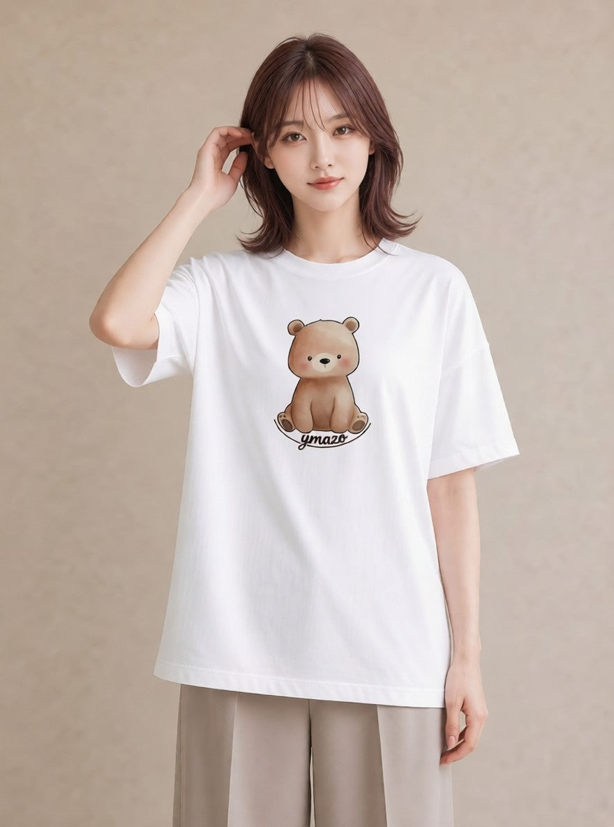 半袖Tシャツ レディース ナマケモノ 動物 アニマル イラスト ミニマル レイヤード 友達ギフト 白T YMAZO