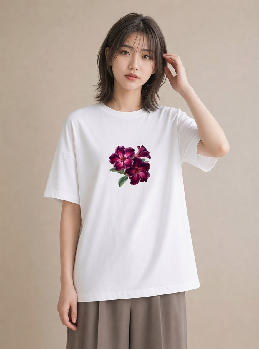 半袖Tシャツ レディース カーネーション 花 花柄 イラスト ラフカジュアル ペアコーデ 秋コーデ 白T YMAZO