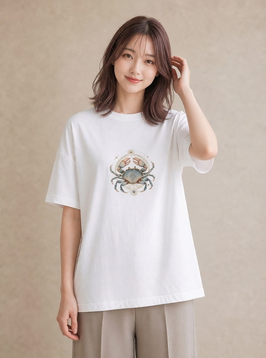 デザインTシャツ レディース 魚座 星空 宇宙 イラスト シンプル ルームウェア ギフト 白T YMAZO