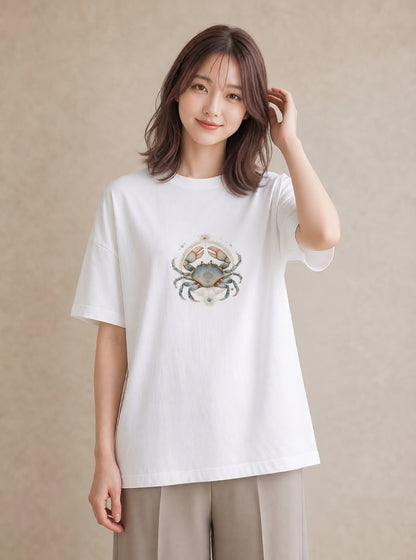 デザインTシャツ レディース 魚座 星空 宇宙 イラスト シンプル ルームウェア ギフト 白T YMAZO