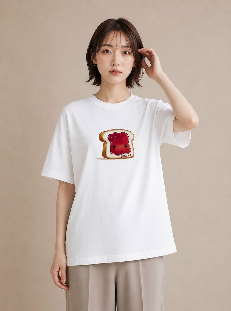 プリントTシャツ レディース 食パン 食べ物 フード イラスト 北欧風 ホワイトデー 春服 白T YMAZO