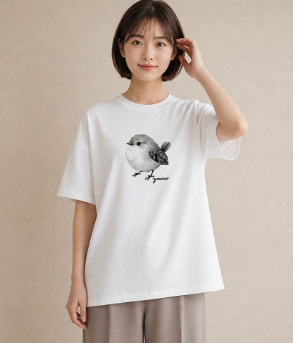 グラフィックTシャツ レディース シロフクロウ 動物 アニマル イラスト 個性的 カフェ巡り 女子会 白T YMAZO