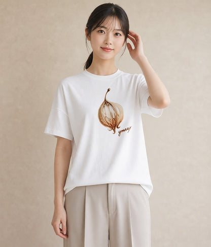 デザインTシャツ レディース どんぐり 植物 ボタニカル イラスト 通勤 在宅 白T YMAZO