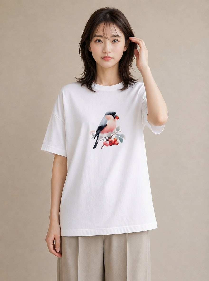 プリントTシャツ レディース シマエナガ しまえなが 動物 アニマル イラスト ミニマル デート 帰省 白T YMAZO