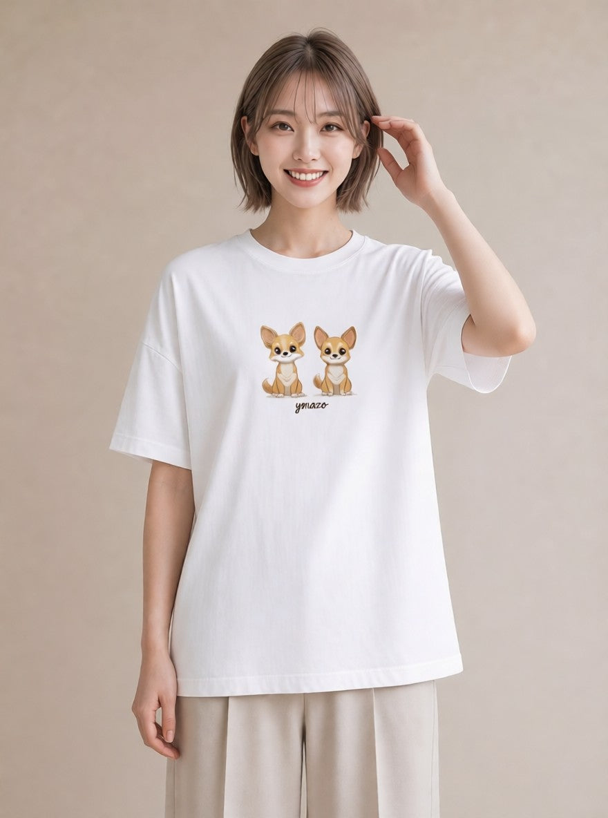 デザインTシャツ レディース チワワ 犬 いぬ イラスト ナチュラル 社会人 女性 白T YMAZO