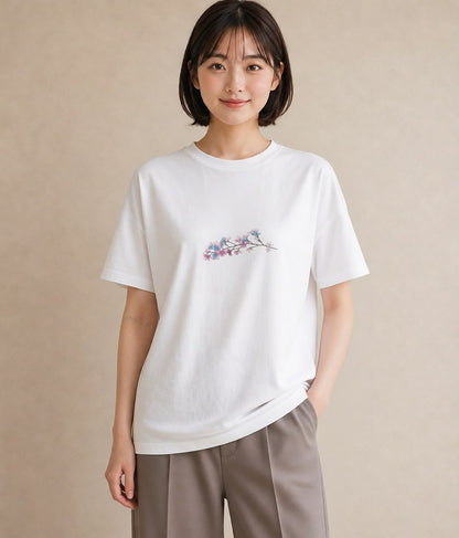 デザインTシャツ レディース カスミソウ かすみ草 花 花柄 イラスト こなれ感 クリスマス 旅行 白T