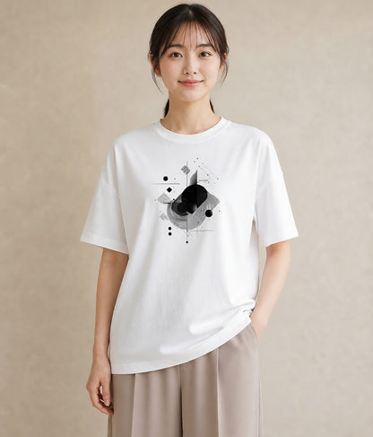 プリントTシャツ レディース 幾何学 ミニマル ジオメトリック イラスト 水彩風 旅行 母娘コーデ 白T YMAZO