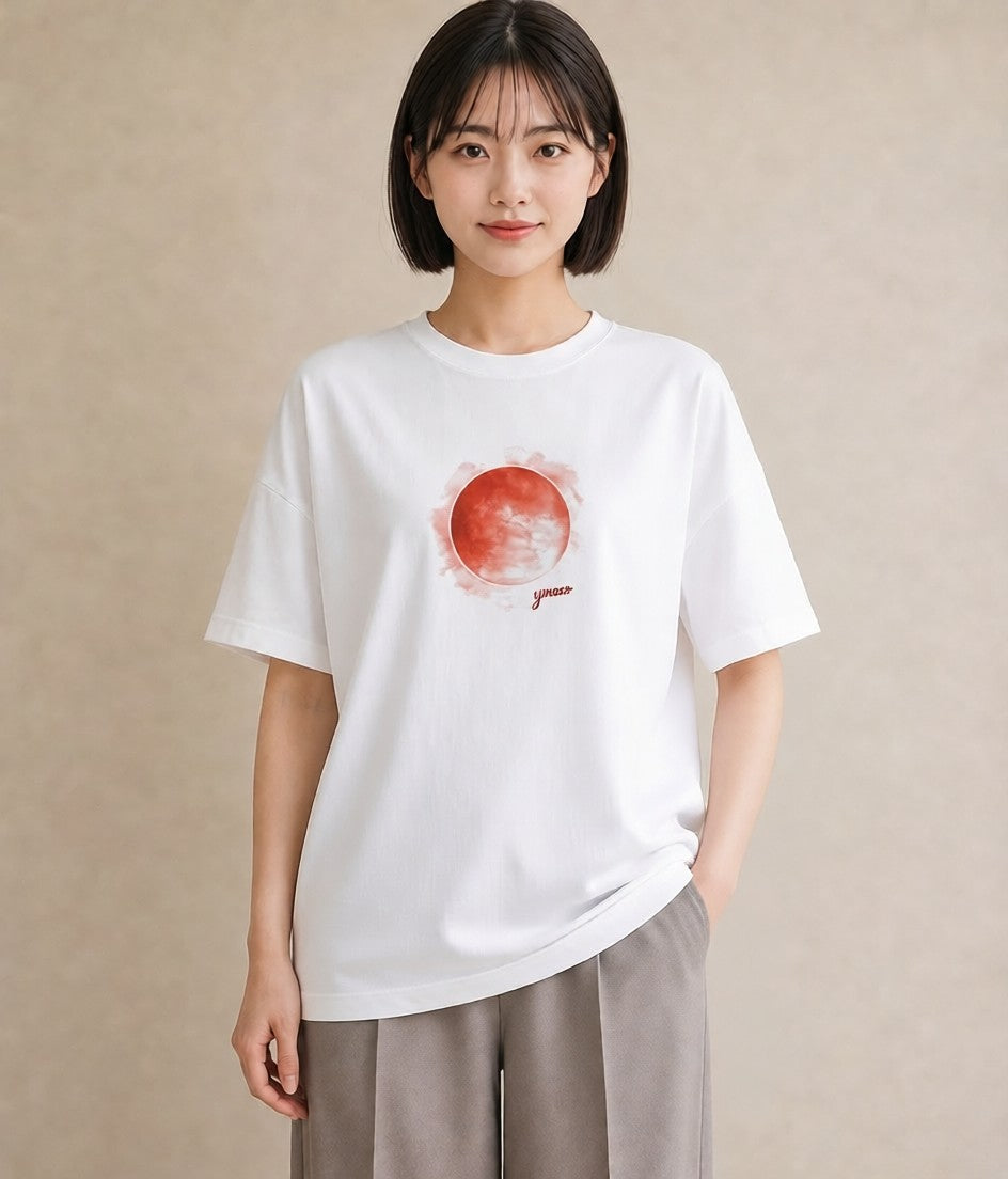 デザインTシャツ レディース 満月 星空 宇宙 イラスト ガーリー ルームウェア ギフト 白T YMAZO