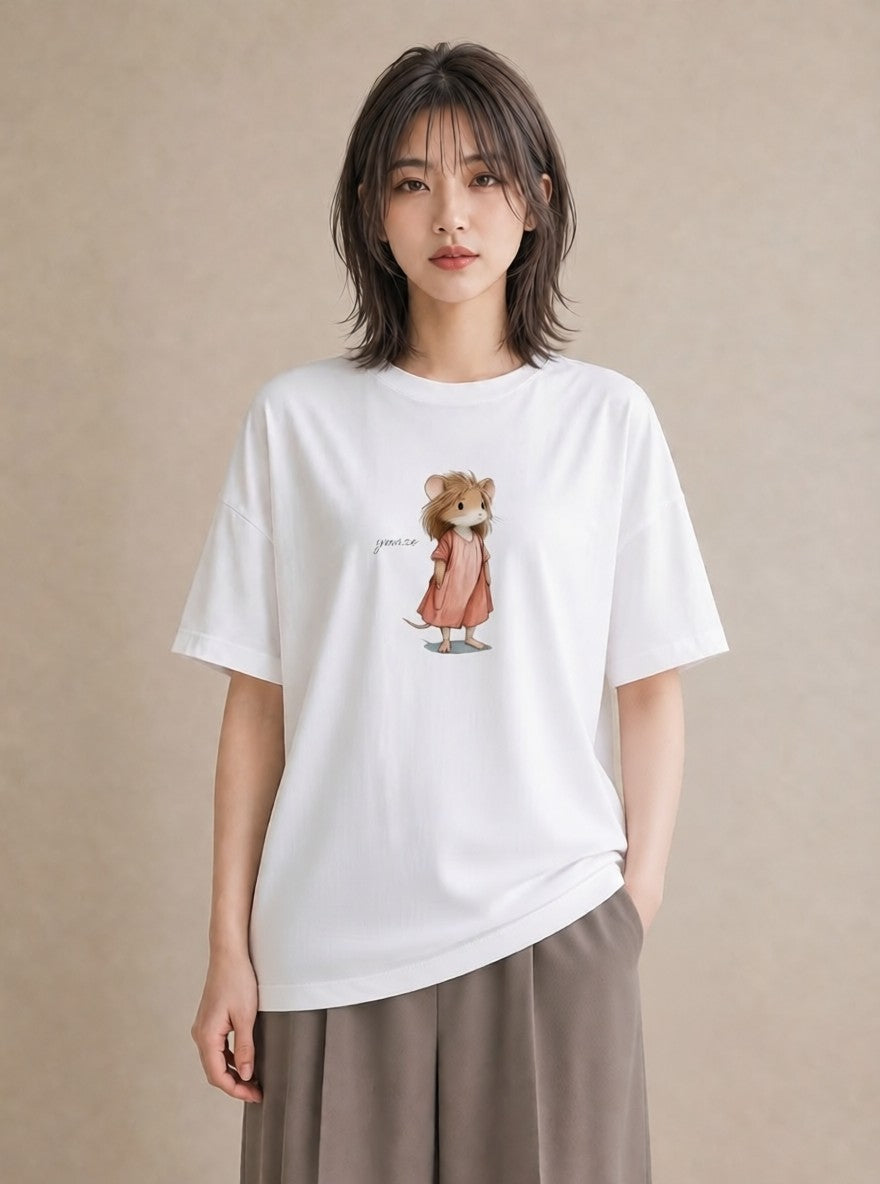 グラフィックTシャツ レディース ロボロフスキー ペット 動物 イラスト ポップ ホワイトデー 春服 白T YMAZO