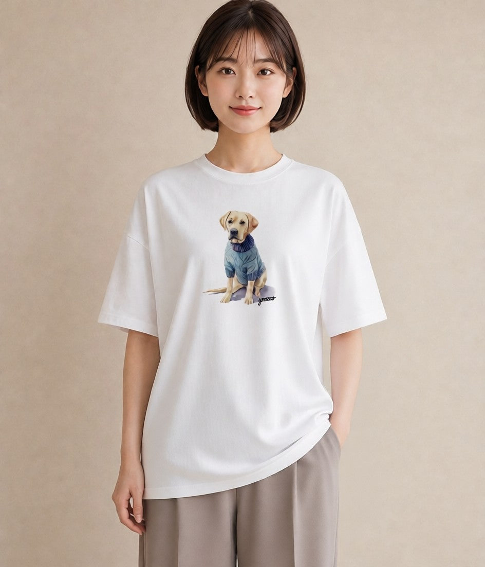 デザインTシャツ レディース 犬好き 犬 いぬ イラスト レトロ 親子 20代 白T YMAZO