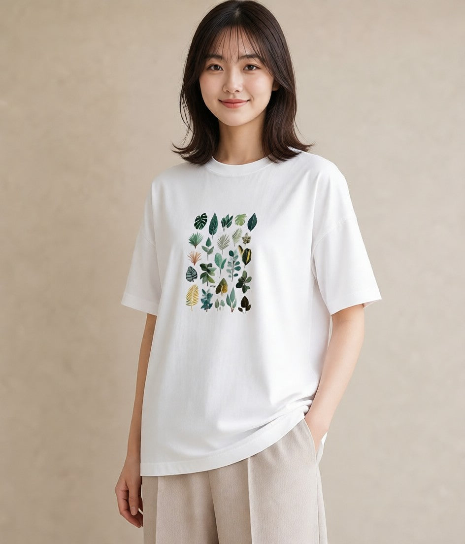 デザインTシャツ レディース ボタニカル 植物 イラスト ユニーク 20代 カジュアルコーデ 白T YMAZO