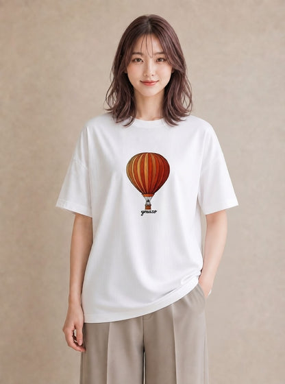 Tシャツ レディース 気球 星空 宇宙 イラスト 個性的 親子 20代 白T YMAZO