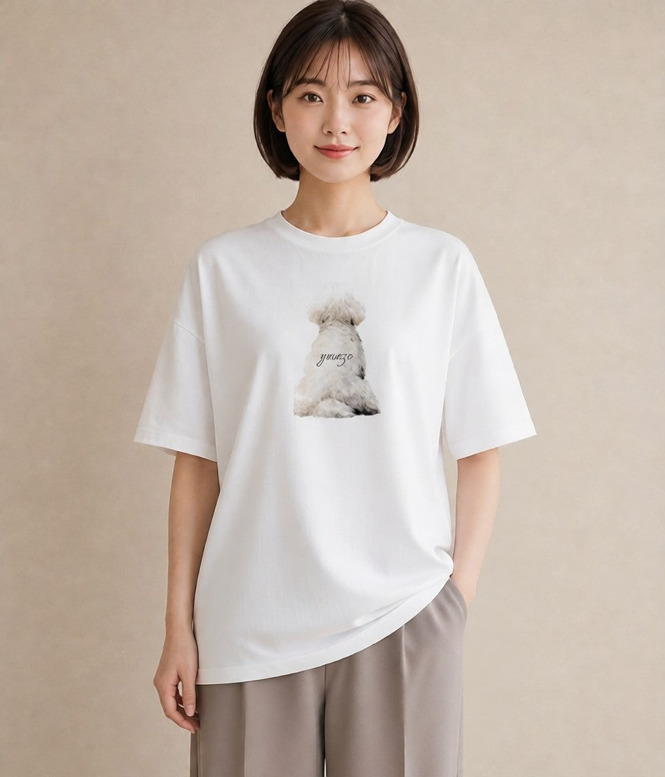 グラフィックTシャツ レディース トイプードル プードル 犬 いぬ イラスト 水彩風 友達ギフト 部屋着 白T YMAZO