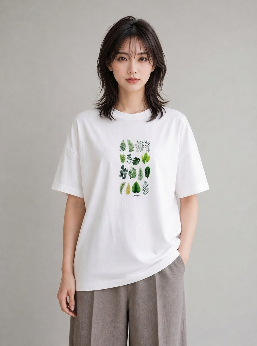 Tシャツ レディース ボタニカル 植物 イラスト ヴィンテージ風 週末コーデ 敬老の日 白T YMAZO