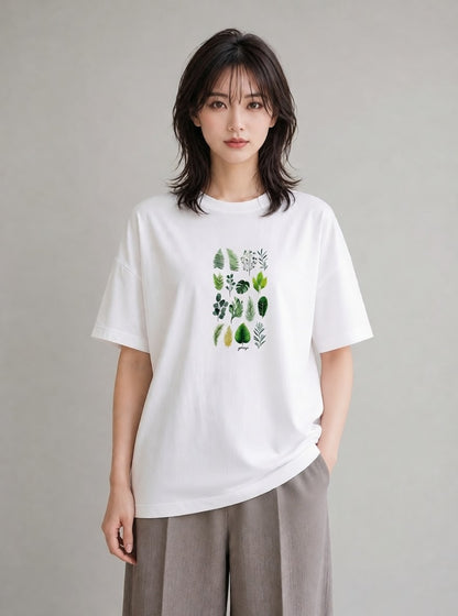 Tシャツ レディース ボタニカル 植物 イラスト ヴィンテージ風 週末コーデ 敬老の日 白T YMAZO