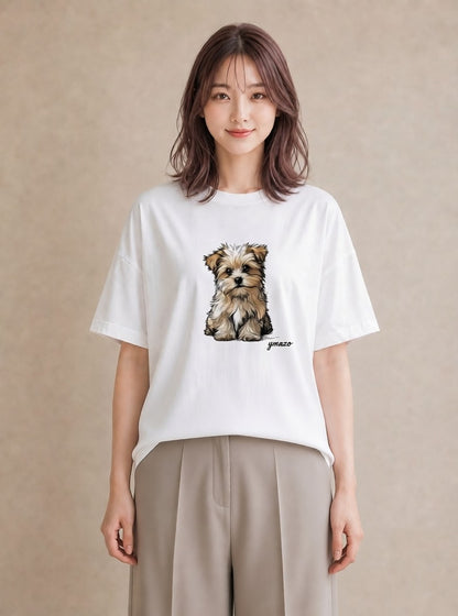 Tシャツ レディース わんちゃん 犬 いぬ イラスト きれいめ ギフト 母の日 白T YMAZO