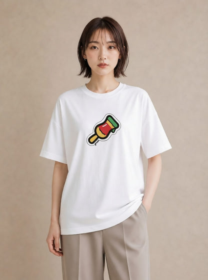 プリントTシャツ レディース アイス 食べ物 フード イラスト きれいめカジュアル 週末コーデ 敬老の日 白T YMAZO