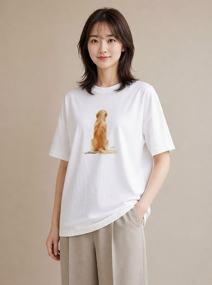 グラフィックTシャツ レディース 老犬 犬 いぬ イラスト 北欧風 ルームウェア ギフト 白T YMAZO