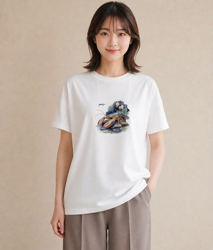 グラフィックTシャツ レディース 蠍座 星空 宇宙 イラスト ゆるかわ 海 カフェ巡り 白T YMAZO