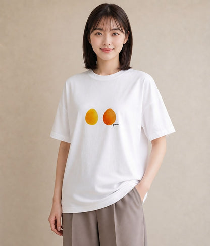 半袖Tシャツ レディース 目玉焼き 食べ物 フード イラスト ラフ 通勤 在宅 白T YMAZO