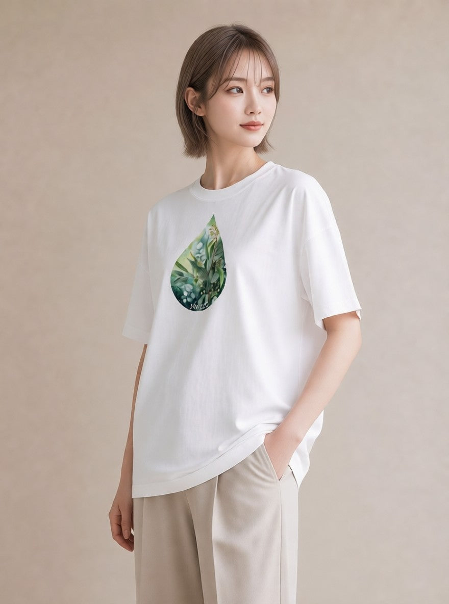 デザインTシャツ レディース ユーカリ 植物 ボタニカル イラスト 可愛い 通学 誕生日プレゼント 白T YMAZO