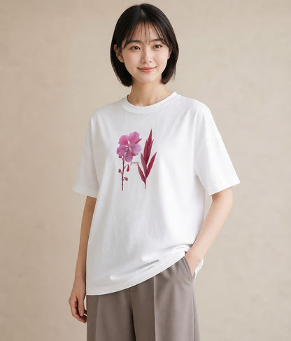 デザインTシャツ レディース ポスト 野の花 レトロ ナチュラル アンティーク イラスト モード 女子会 お揃い 白T YMAZO