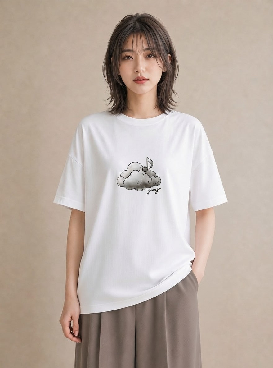 Tシャツ レディース 空 星空 宇宙 イラスト 淡色 ホワイトデー 春服 白T YMAZO