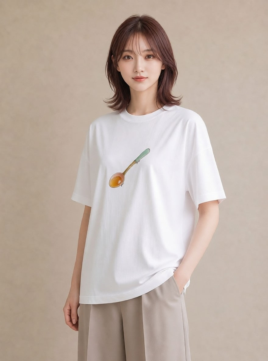 Tシャツ レディース パフェ 食べ物 フード イラスト きれいめカジュアル 誕生日プレゼント 綿100 白T YMAZO