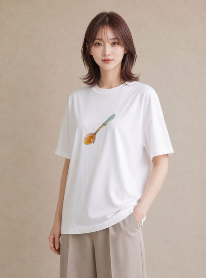 Tシャツ レディース パフェ 食べ物 フード イラスト きれいめカジュアル 誕生日プレゼント 綿100 白T YMAZO