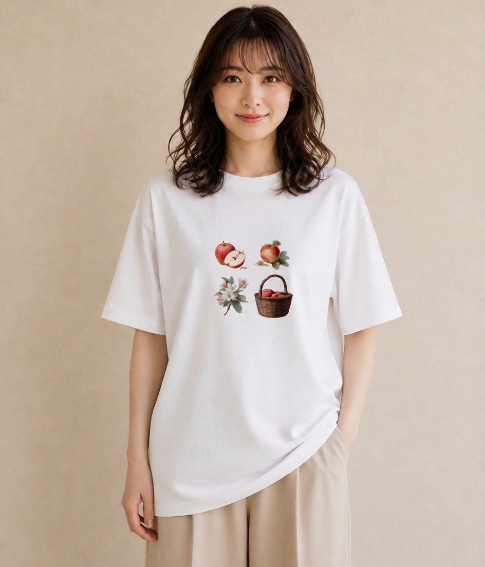 グラフィックTシャツ レディース 実り 植物 ボタニカル イラスト ヴィンテージ風 ビーチ デイリーウェア 白T YMAZO