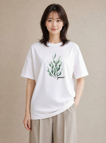 グラフィックTシャツ レディース シダ 植物 ボタニカル イラスト ラフカジュアル 通学 誕生日プレゼント 白T YMAZO