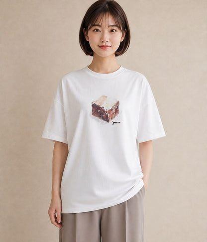 デザインTシャツ レディース チョコ 食べ物 フード イラスト シンプル 母の日 ビーチ 白T YMAZO