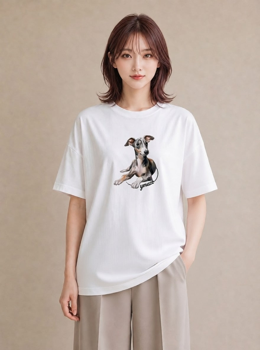 半袖Tシャツ レディース 愛犬 犬 いぬ イラスト ニュアンス 女性向けギフト 散歩 白T YMAZO