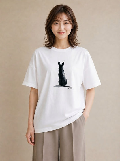 半袖Tシャツ レディース ジャーマンシェパード 犬 いぬ イラスト お洒落 社会人 女性 白T YMAZO