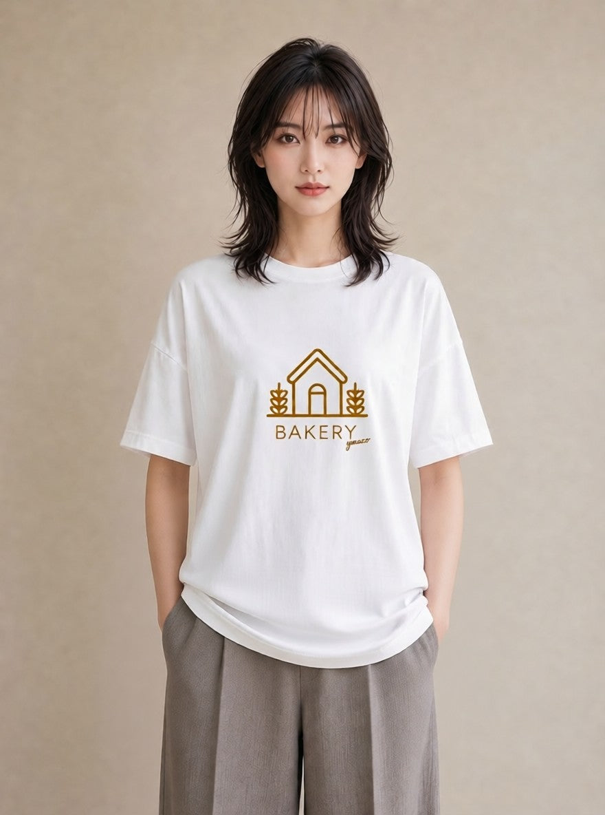 デザインTシャツ レディース パン ベーカリー レトロ イラスト ナチュラル 親子 20代 白T YMAZO