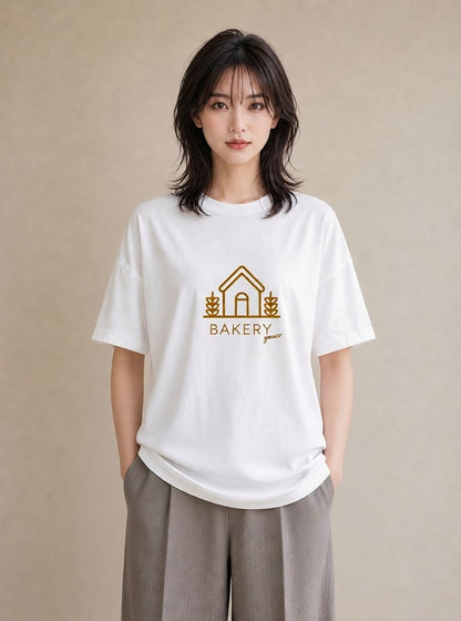 デザインTシャツ レディース パン ベーカリー レトロ イラスト ナチュラル 親子 20代 白T YMAZO