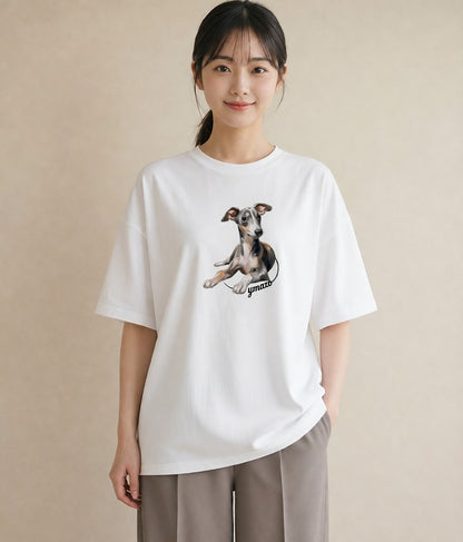 半袖Tシャツ レディース ミックス犬 犬 いぬ イラスト 上品 通勤 在宅 白T YMAZO
