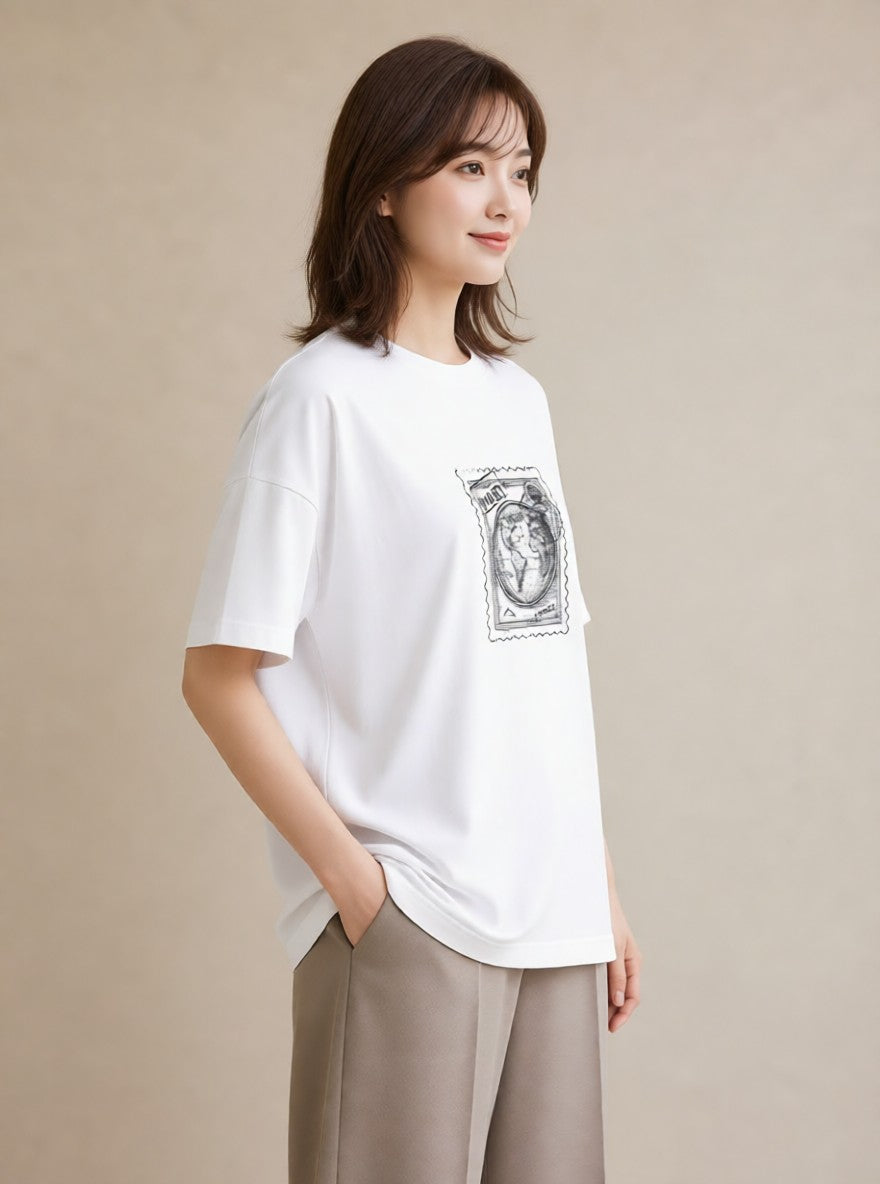 グラフィックTシャツ レディース 旅 トラベル スタンプ イラスト ポップ おしゃれギフト 社会人 白T YMAZO