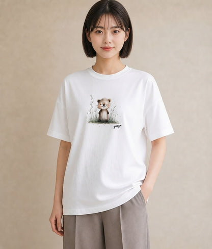 デザインTシャツ レディース ハムスター ペット 動物 イラスト 可愛い 友達ギフト 部屋着 白T YMAZO