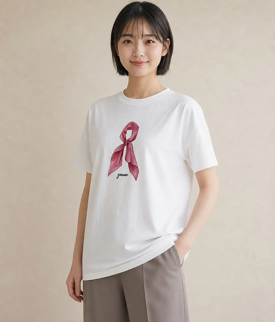 デザインTシャツ レディース レースハンカチ レース ハンカチ ナチュラル アンティーク イラスト 可愛い 綿100 デート 白T YMAZO