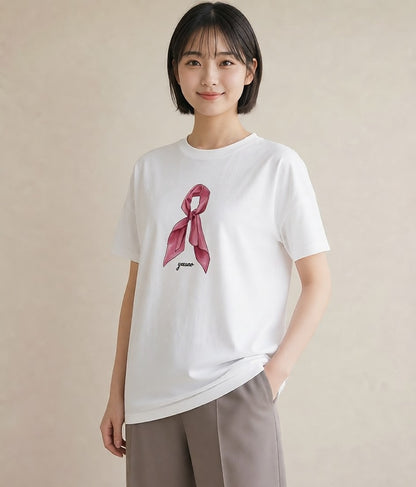 デザインTシャツ レディース レースハンカチ レース ハンカチ ナチュラル アンティーク イラスト 可愛い 綿100 デート 白T YMAZO