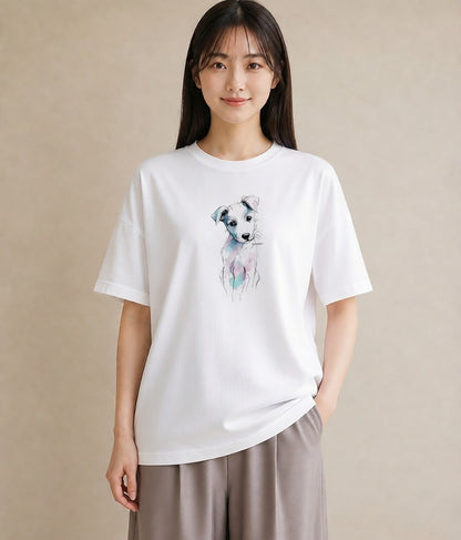 グラフィックTシャツ レディース わんちゃん 犬 いぬ イラスト ガーリー 親子 20代 白T YMAZO