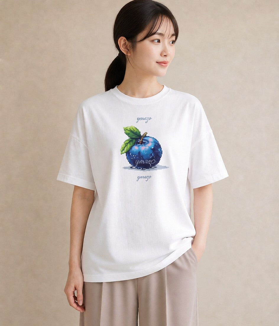 プリントTシャツ レディース ブルーベリー 食べ物 フード イラスト レトロ 女子会 お揃い 白T YMAZO