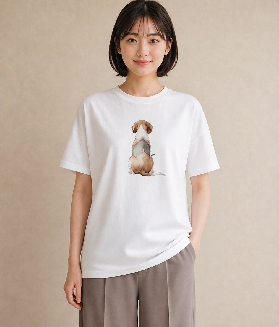 グラフィックTシャツ レディース ビーグル 犬 いぬ イラスト ラフカジュアル 送別ギフト 通勤 白T YMAZO