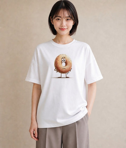 プリントTシャツ レディース ドーナツ 食べ物 フード イラスト 抜け感 自分用 ルームウェア 白T YMAZO