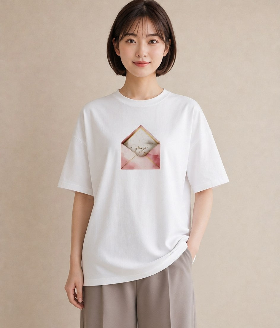 Tシャツ レディース 封蝋 手紙 アンティーク ナチュラル イラスト シンプル デイリーウェア 休日 白T YMAZO