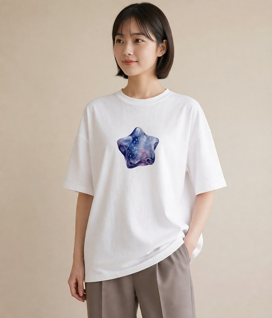 デザインTシャツ レディース 宇宙 星空 イラスト レトロ おしゃれギフト 社会人 白T YMAZO