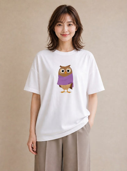 Tシャツ レディース フクロウ 動物 アニマル イラスト シンプル 親子 20代 白T YMAZO