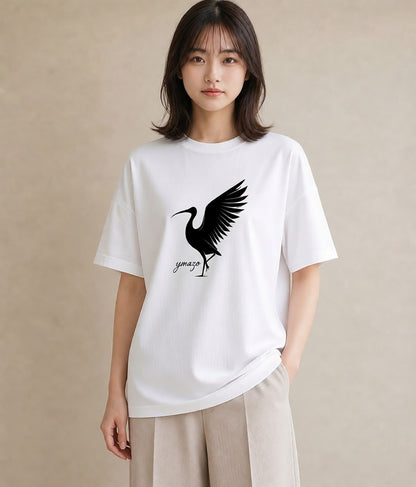 デザインTシャツ レディース 折り鶴 折り紙 ナチュラル アンティーク イラスト モード 20代 カジュアルコーデ 白T YMAZO