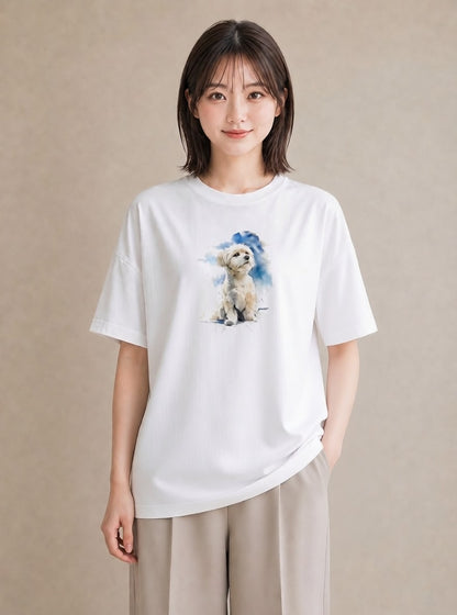グラフィックTシャツ レディース 犬好き 犬 いぬ イラスト 可愛い 自分用 ルームウェア 白T YMAZO